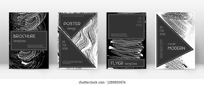 Cover page design template. Black brochure layout. Beauteous trendy abstract cover page. Black and white grunge texture background. Indelible poster.