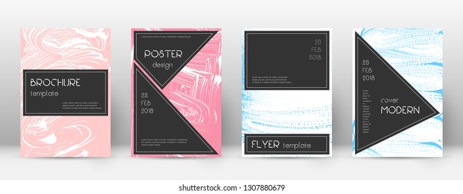 Cover page design template. Black brochure layout. Beauteous trendy abstract cover page. Pink and blue grunge texture background. Tempting poster.