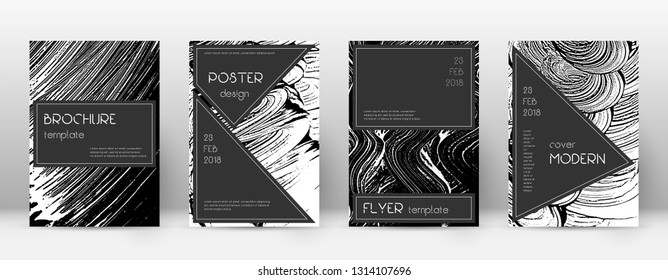 Cover page design template. Black brochure layout. Beauteous trendy abstract cover page. Black and white grunge texture background. Fascinating poster.