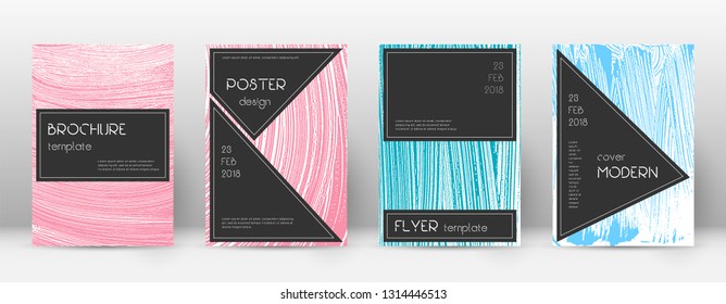 Cover page design template. Black brochure layout. Beautiful trendy abstract cover page. Pink and blue grunge texture background. Exquisite poster.