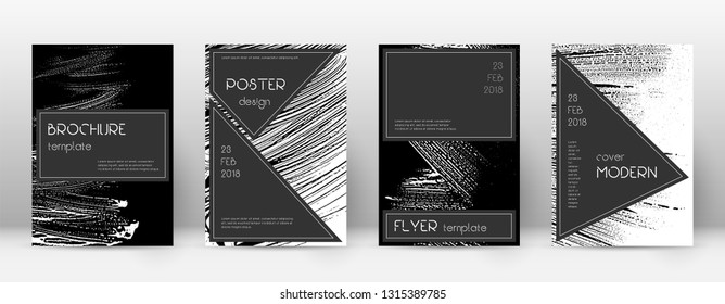 Cover page design template. Black brochure layout. Beauteous trendy abstract cover page. Black and white grunge texture background. Pleasing poster.