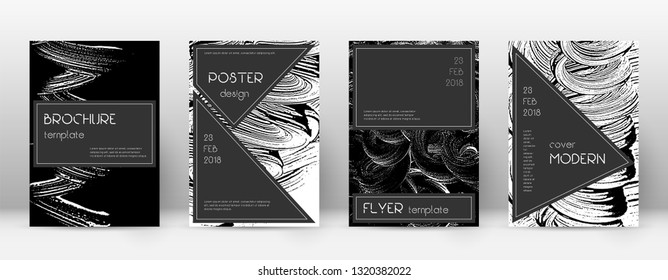 Cover page design template. Black brochure layout. Beauteous trendy abstract cover page. Black and white grunge texture background. Fabulous poster.