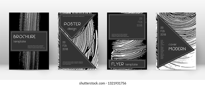 Cover page design template. Black brochure layout. Beauteous trendy abstract cover page. Black and white grunge texture background. Posh poster.