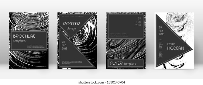 Cover page design template. Black brochure layout. Beauteous trendy abstract cover page. Black and white grunge texture background. Graceful poster.