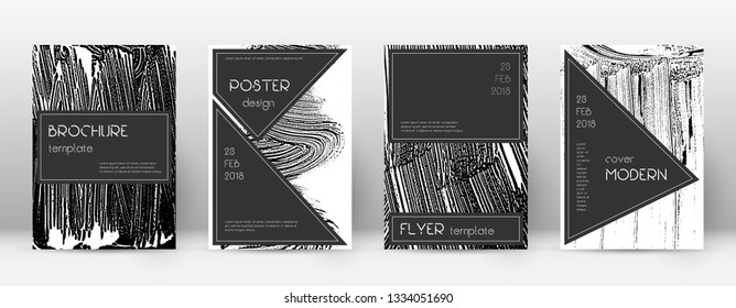 Cover page design template. Black brochure layout. Beauteous trendy abstract cover page. Black and white grunge texture background. Fine poster.