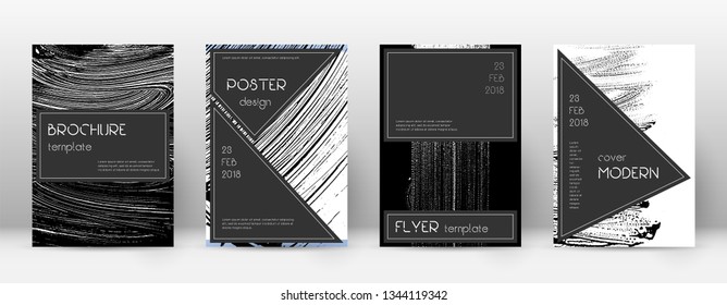 Cover page design template. Black brochure layout. Beauteous trendy abstract cover page. Black and white grunge texture background. Shapely poster.