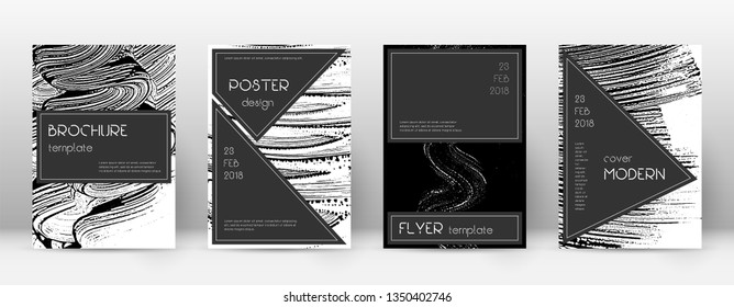 Cover page design template. Black brochure layout. Beauteous trendy abstract cover page. Black and white grunge texture background. Modern poster.