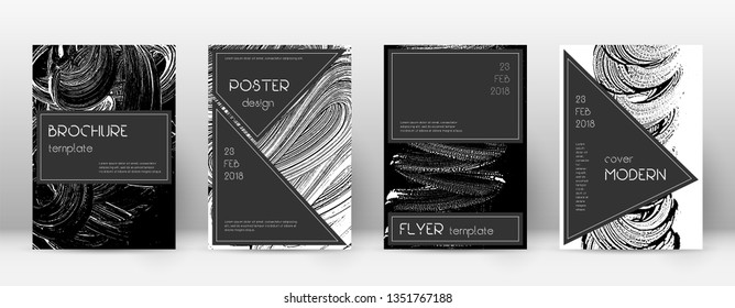 Cover page design template. Black brochure layout. Beauteous trendy abstract cover page. Black and white grunge texture background. Lovely poster.