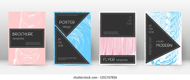 Cover page design template. Black brochure layout. Beauteous trendy abstract cover page. Pink and blue grunge texture background. Symmetrical poster.