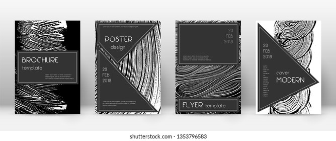 Cover page design template. Black brochure layout. Beauteous trendy abstract cover page. Black and white grunge texture background. Great poster.