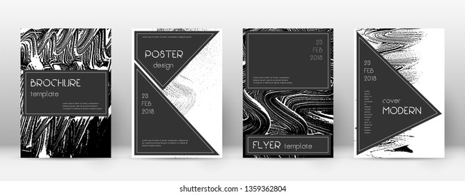 Cover page design template. Black brochure layout. Beauteous trendy abstract cover page. Black and white grunge texture background. Magnificent poster.