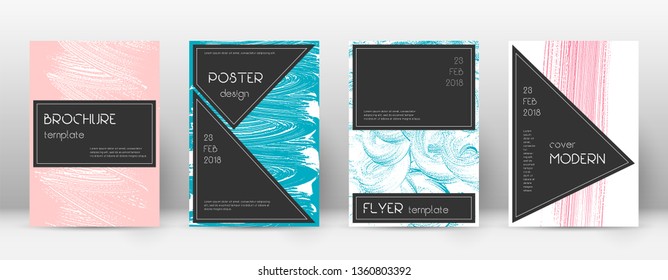 Cover page design template. Black brochure layout. Beautiful trendy abstract cover page. Pink and blue grunge texture background. Bewitching poster.