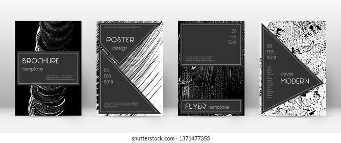 Cover page design template. Black brochure layout. Beauteous trendy abstract cover page. Black and white grunge texture background. Nice poster.