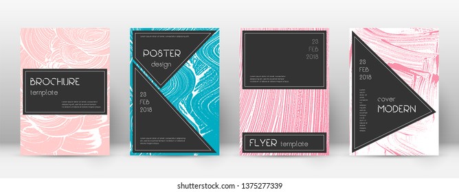 Cover page design template. Black brochure layout. Beauteous trendy abstract cover page. Pink and blue grunge texture background. Surprising poster.