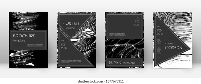 Cover page design template. Black brochure layout. Beauteous trendy abstract cover page. Black and white grunge texture background. Ravishing poster.