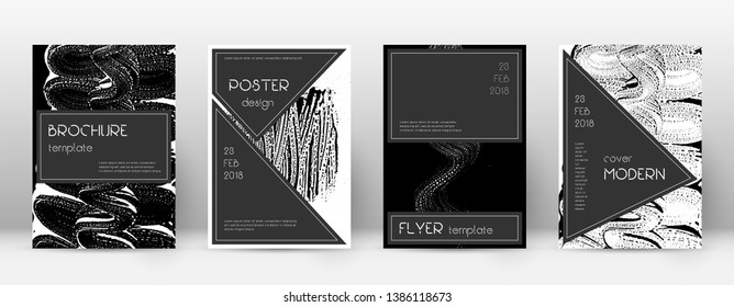 Cover page design template. Black brochure layout. Beauteous trendy abstract cover page. Black and white grunge texture background. Mesmeric poster.