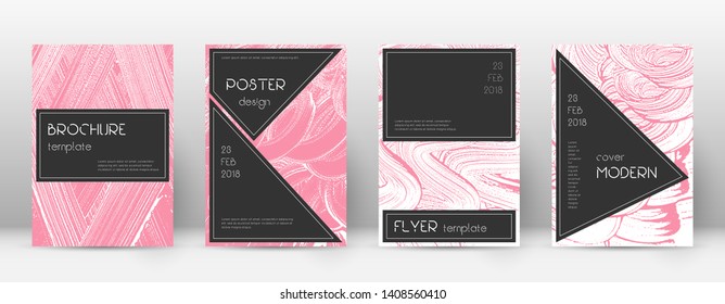 Cover page design template. Black brochure layout. Beautiful trendy abstract cover page. Pink and blue grunge texture background. Cute poster.