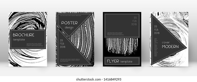 Cover page design template. Black brochure layout. Beauteous trendy abstract cover page. Black and white grunge texture background. Fair poster.