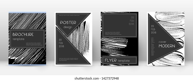 Cover page design template. Black brochure layout. Beauteous trendy abstract cover page. Black and white grunge texture background. Rare poster.