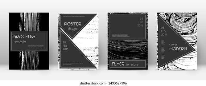 Cover page design template. Black brochure layout. Beauteous trendy abstract cover page. Black and white grunge texture background. Fetching poster.