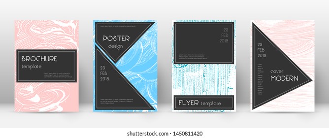 Cover page design template. Black brochure layout. Beautiful trendy abstract cover page. Pink and blue grunge texture background. Bizarre poster.