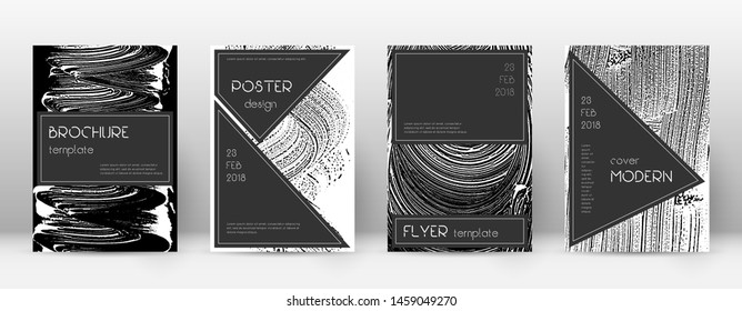 Cover page design template. Black brochure layout. Beauteous trendy abstract cover page. Black and white grunge texture background. Ideal poster.