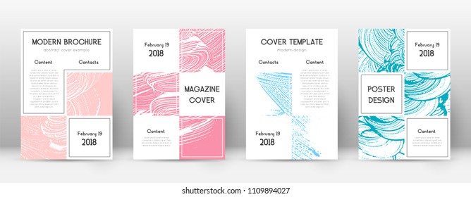 Cover page design template. Business brochure layout. Bewitching trendy abstract cover page. Pink and blue grunge texture background. Tempting poster.