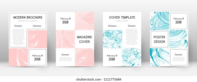 Cover page design template. Business brochure layout. Bizarre trendy abstract cover page. Pink and blue grunge texture background. Extra poster.