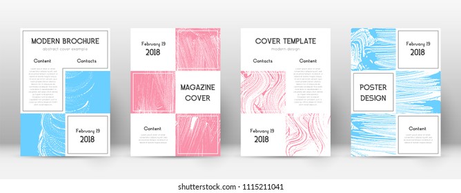 Cover page design template. Business brochure layout. Bewitching trendy abstract cover page. Pink and blue grunge texture background. Fetching poster.