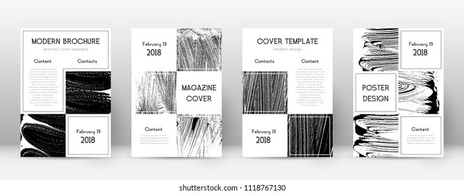 Cover page design template. Business brochure layout. Beautiful trendy abstract cover page. Black and white grunge texture background. Juicy poster.
