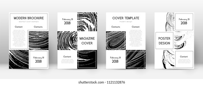 Cover page design template. Business brochure layout. Beautiful trendy abstract cover page. Black and white grunge texture background. Ideal poster.