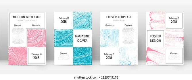 Cover page design template. Business brochure layout. Bewitching trendy abstract cover page. Pink and blue grunge texture background. Alive poster.