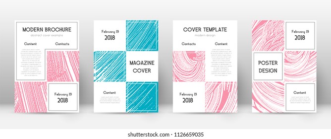 Cover page design template. Business brochure layout. Bewitching trendy abstract cover page. Pink and blue grunge texture background. Comely poster.