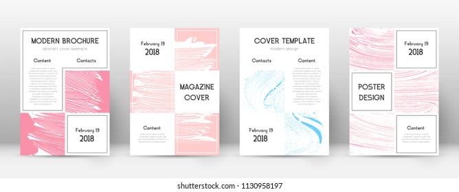 Cover page design template. Business brochure layout. Bewitching trendy abstract cover page. Pink and blue grunge texture background. Worthy poster.