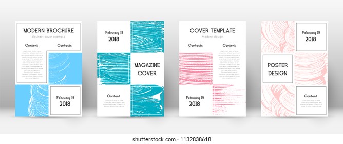 Cover page design template. Business brochure layout. Bewitching trendy abstract cover page. Pink and blue grunge texture background. Lovely poster.