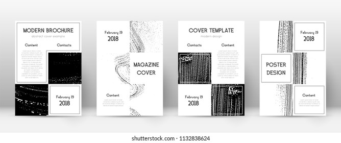 Cover page design template. Business brochure layout. Beautiful trendy abstract cover page. Black and white grunge texture background. Imaginative poster.