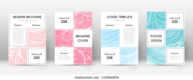 Cover page design template. Business brochure layout. Bizarre trendy abstract cover page. Pink and blue grunge texture background. Elegant poster.