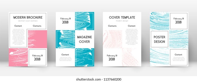 Cover page design template. Business brochure layout. Bewitching trendy abstract cover page. Pink and blue grunge texture background. Imaginative poster.