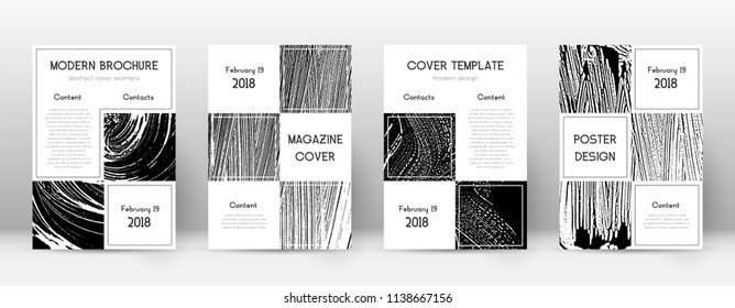Cover page design template. Business brochure layout. Beautiful trendy abstract cover page. Black and white grunge texture background. Fancy poster.