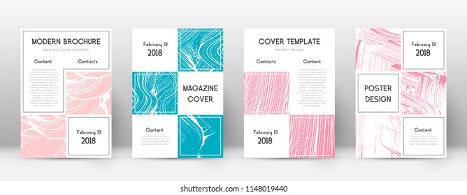 Cover page design template. Business brochure layout. Bewitching trendy abstract cover page. Pink and blue grunge texture background. Astonishing poster.