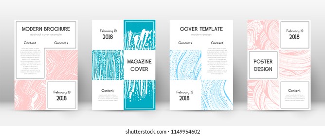 Cover page design template. Business brochure layout. Bewitching trendy abstract cover page. Pink and blue grunge texture background. Fresh poster.