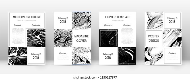 Cover page design template. Business brochure layout. Beautiful trendy abstract cover page. Black and white grunge texture background. Favorable poster.