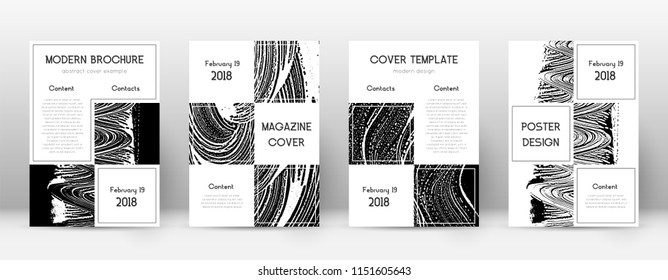 Cover page design template. Business brochure layout. Beautiful trendy abstract cover page. Black and white grunge texture background. Popular poster.
