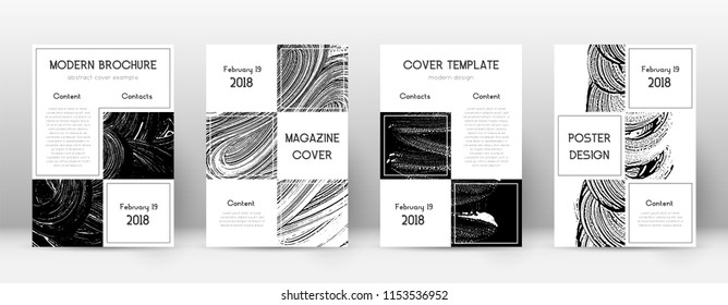 Cover page design template. Business brochure layout. Beautiful trendy abstract cover page. Black and white grunge texture background. Majestic poster.