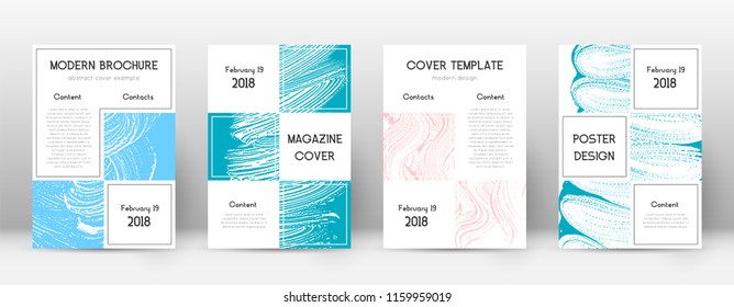 Cover page design template. Business brochure layout. Bewitching trendy abstract cover page. Pink and blue grunge texture background. Delicate poster.