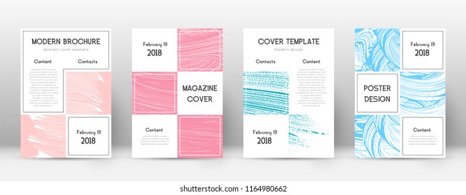 Cover page design template. Business brochure layout. Bewitching trendy abstract cover page. Pink and blue grunge texture background. Captivating poster.