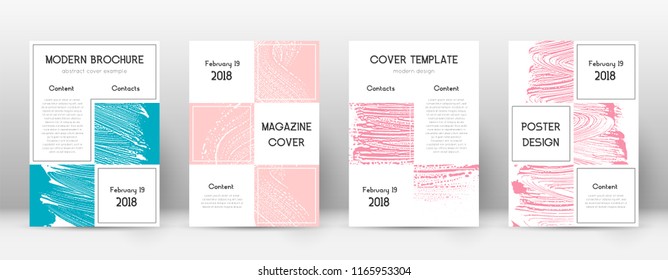 Cover page design template. Business brochure layout. Bewitching trendy abstract cover page. Pink and blue grunge texture background. Optimal poster.