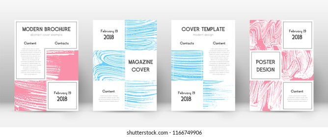 Cover page design template. Business brochure layout. Bewitching trendy abstract cover page. Pink and blue grunge texture background. Outstanding poster.