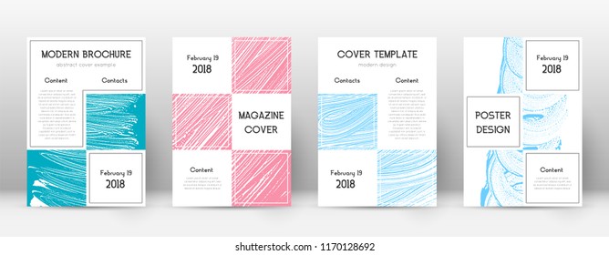Cover page design template. Business brochure layout. Bewitching trendy abstract cover page. Pink and blue grunge texture background. Stunning poster.