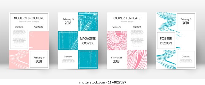 Cover page design template. Business brochure layout. Bewitching trendy abstract cover page. Pink and blue grunge texture background. Grand poster.